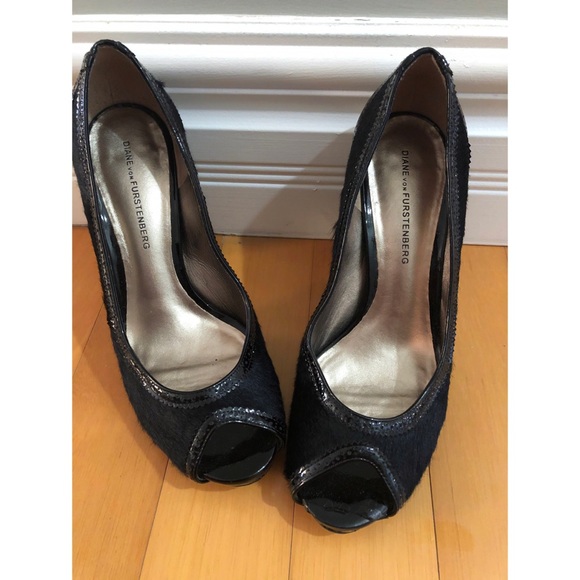 Diane Von Furstenberg peep toe leather heels - Picture 3 of 8